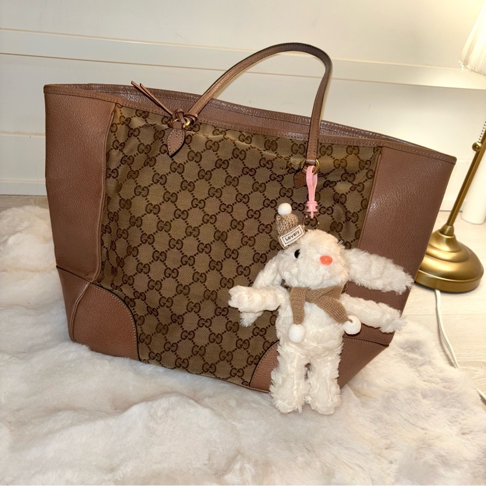Authentic vintage Gucci GG Canvas Bree Tote Dusty Pink & Brown
